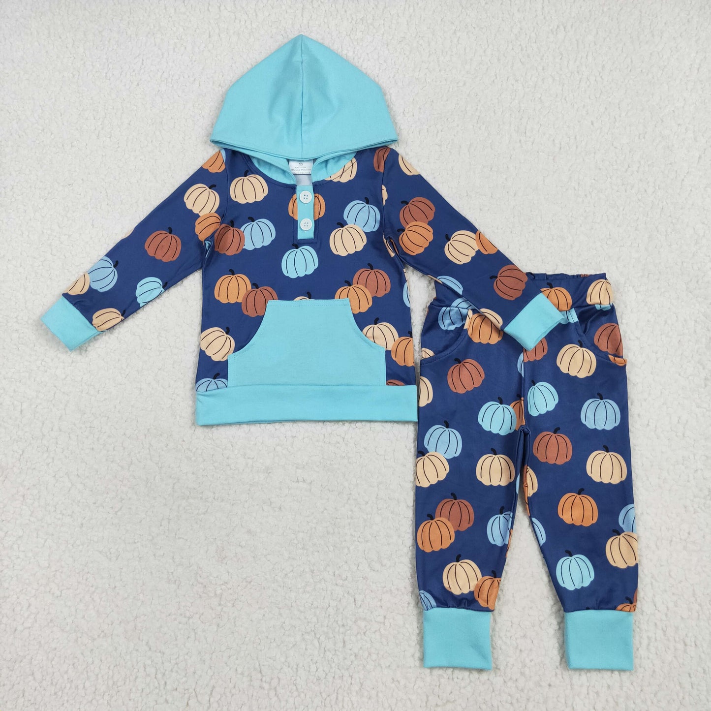 BLP1154 Kids Boys Pumpkin Hoodie Top Jogger Set