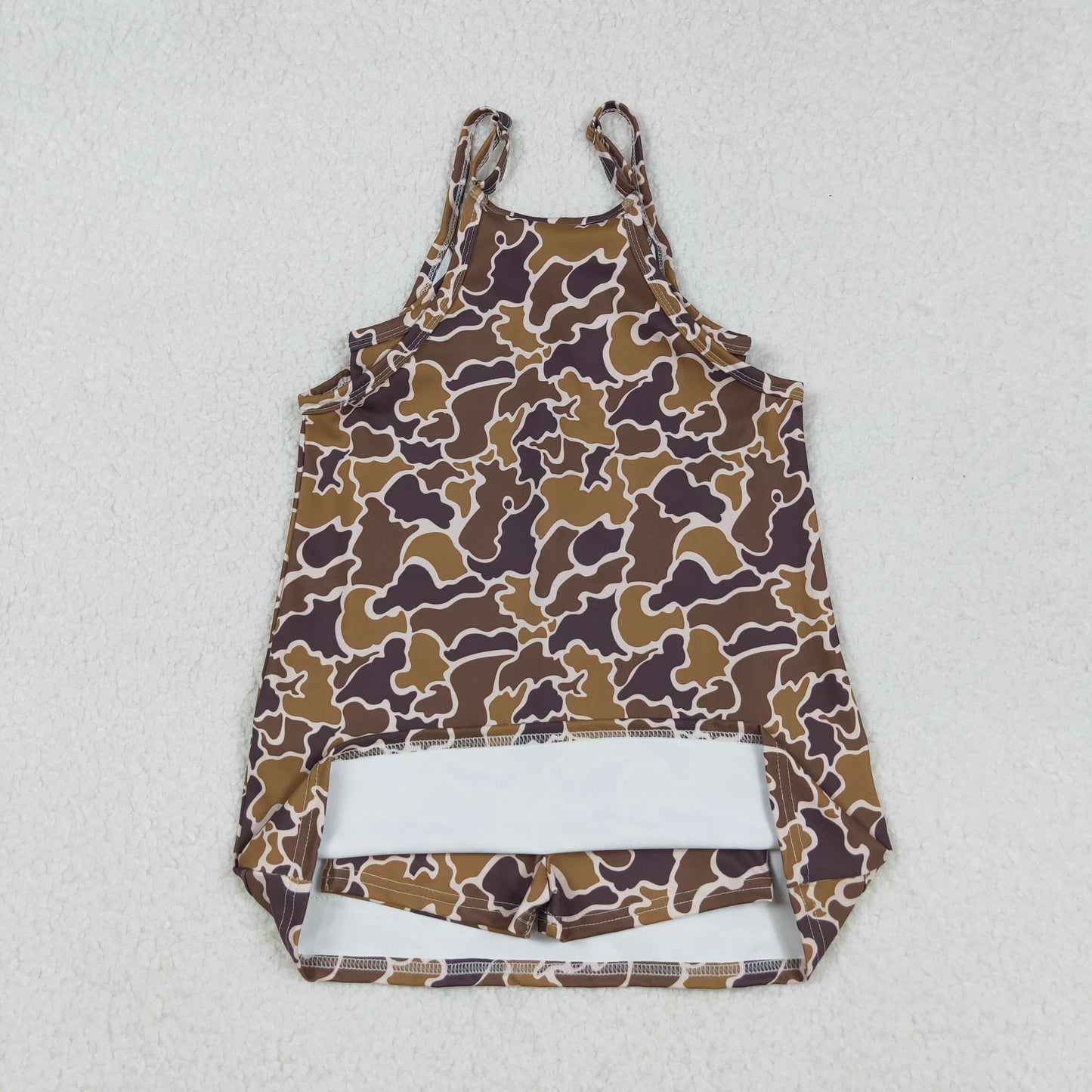 GSD2722 Baby Girls Strap Brown Camo Pockets Yoga Dresses