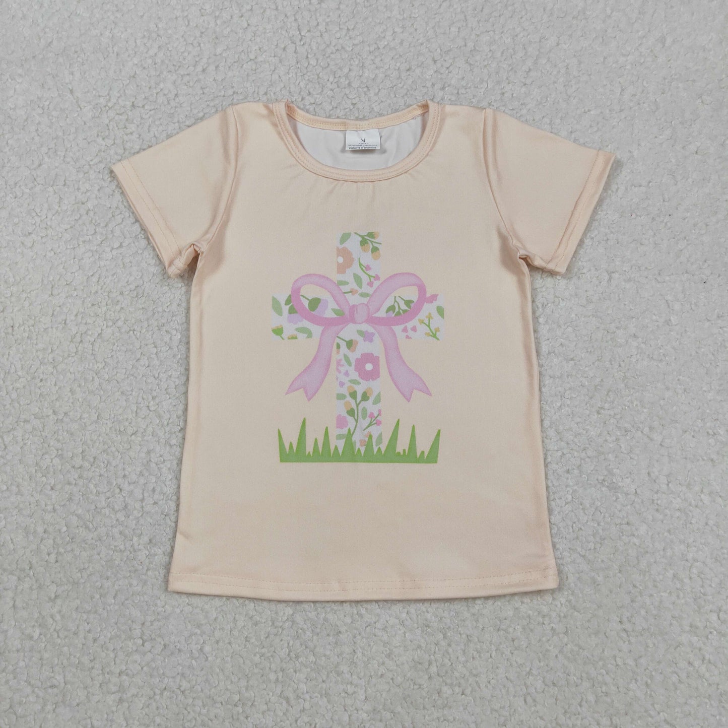 Baby Girls Easter Floral Cross Short Sleeve T-shirt Top