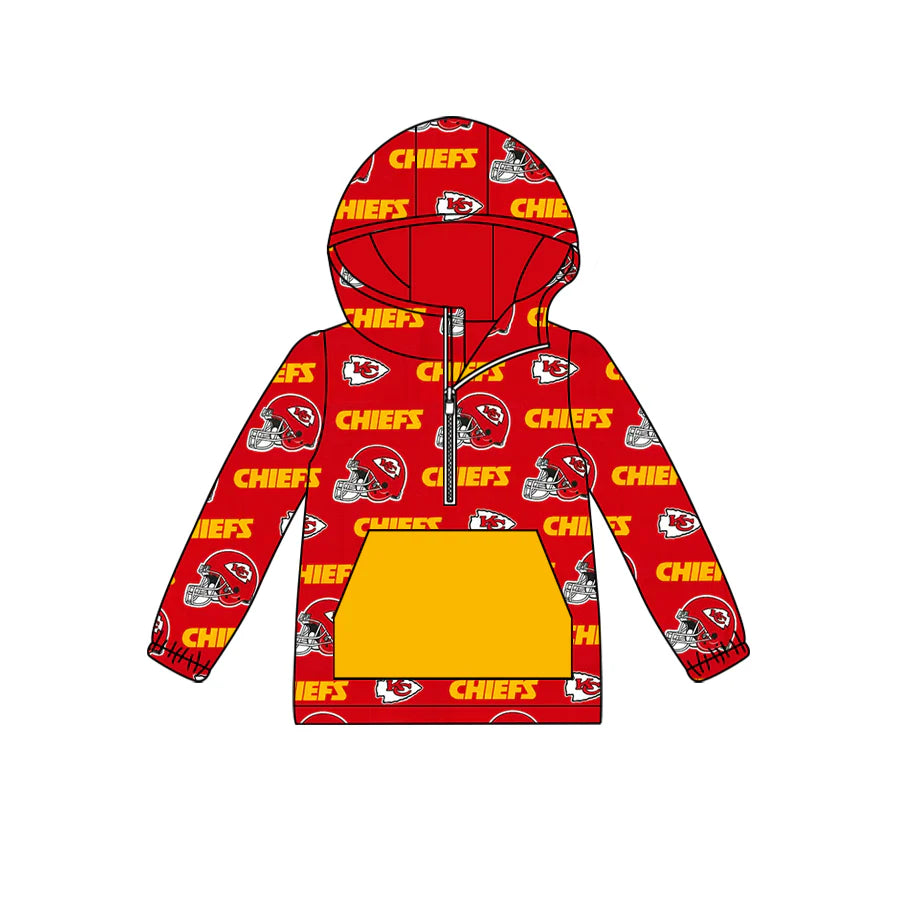 Preorder 5 MOQ Baby Boys Chiefs Footballs Team Hooded Tops