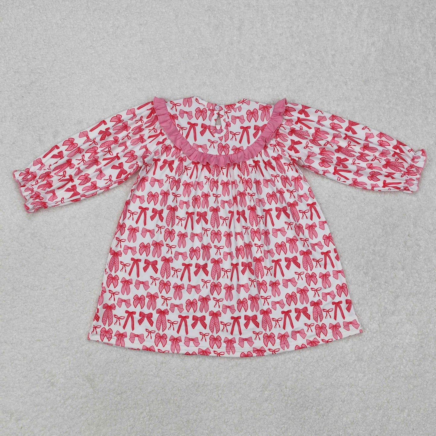 Baby Girls Pink Long Sleeves Embroidery MAMAS BESTIE Bows Plaid Dresses