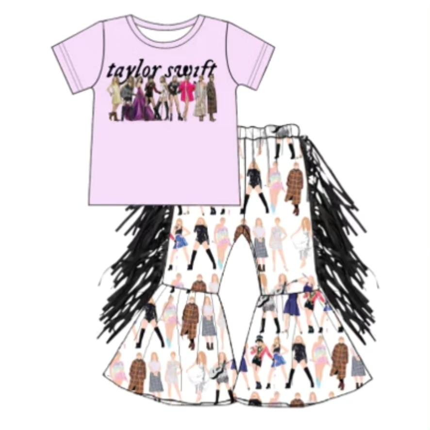 Baby Girls Swiftie Singer Fans Bell Bottom Pants Set (MOQ 5 ) Pre order