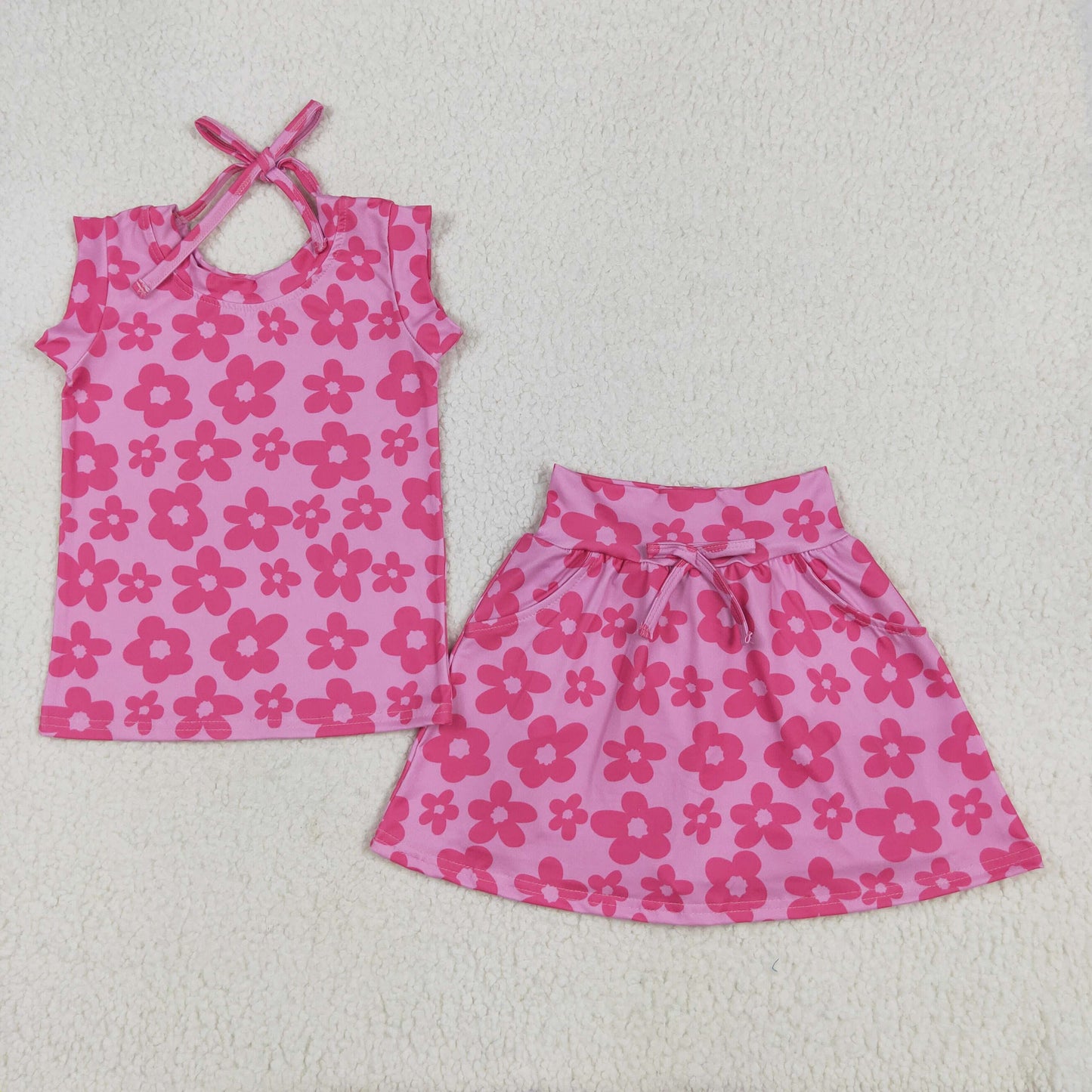 GSD2583 Baby Girls Hot Pink Daisy Flowers Skirt Set