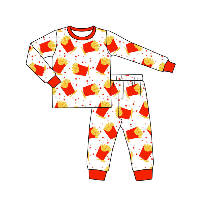 Preorder , 5 MOQ Baby Boys french fries long sleeve pajama set