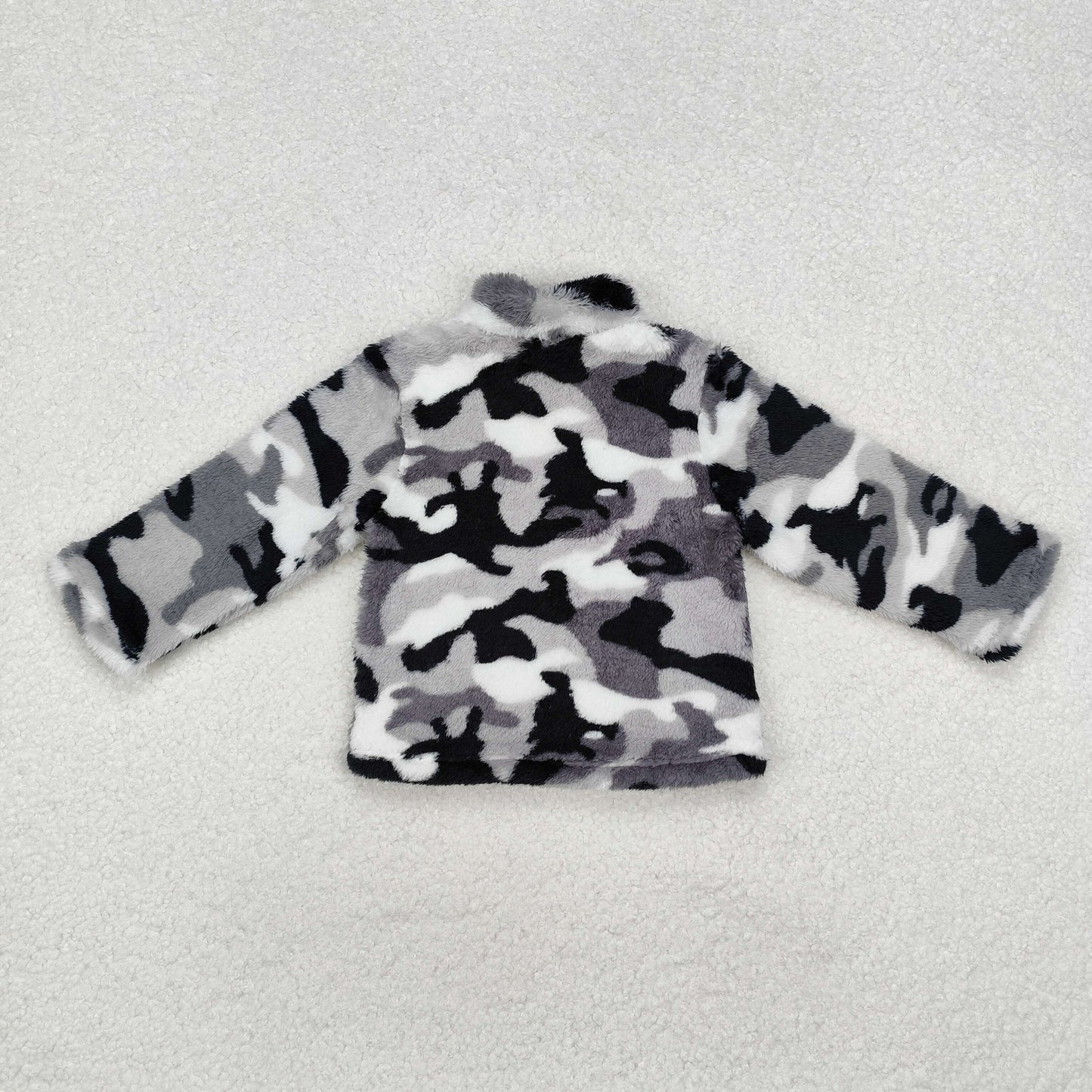 Baby Boys Black and Grey Camouflage Sherpa Pullover