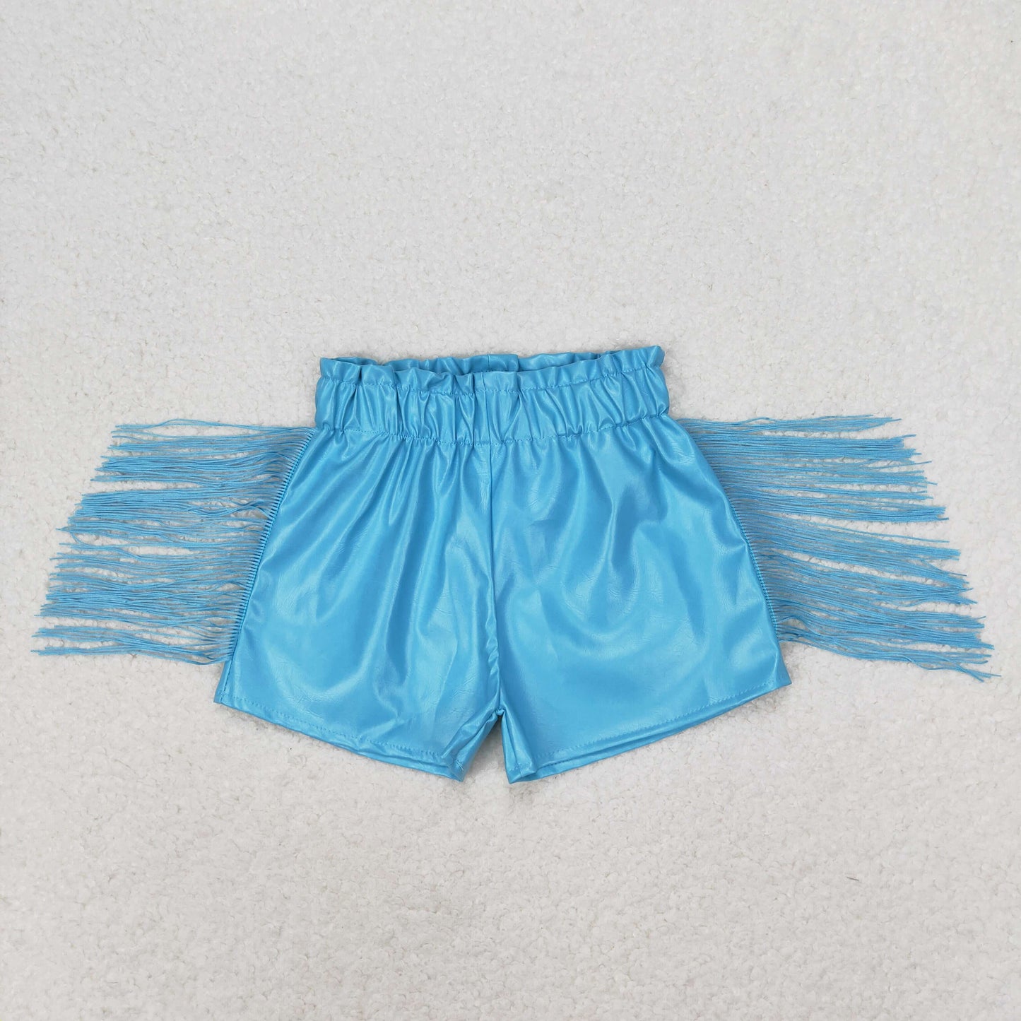Baby Girls Blue Tassel Pleather Shorts
