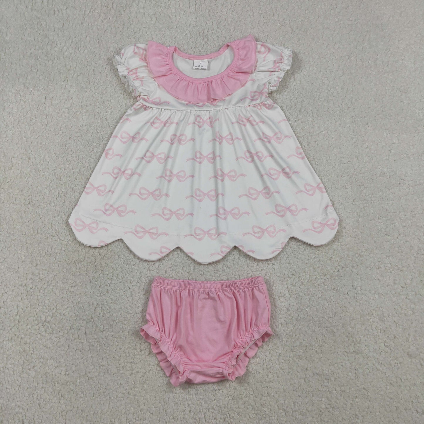 GBO0501 Baby Girls Pink Bow Bummie Set
