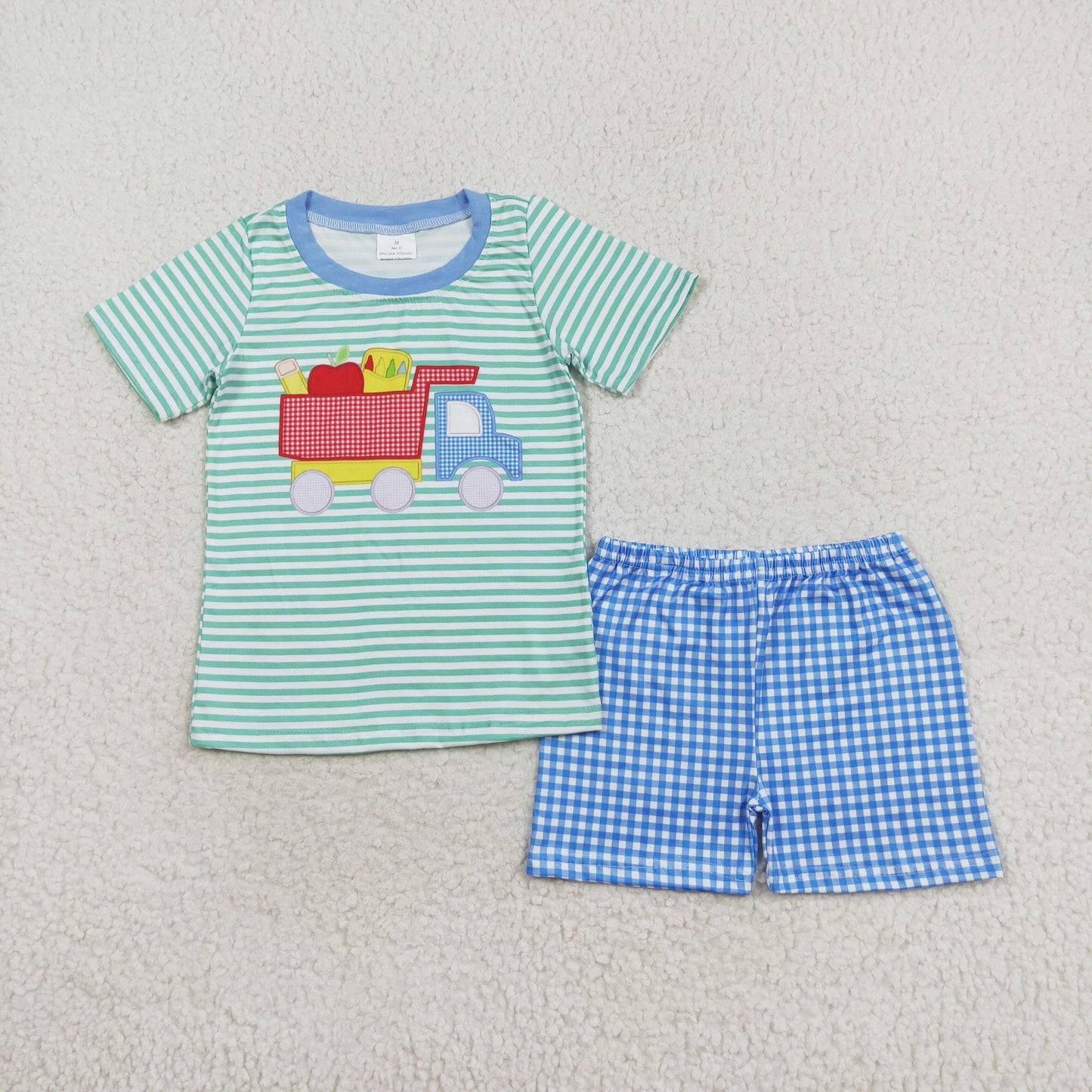 Baby Boys Short Sleeve Back To School Truck Top Shorts Clothes Sets