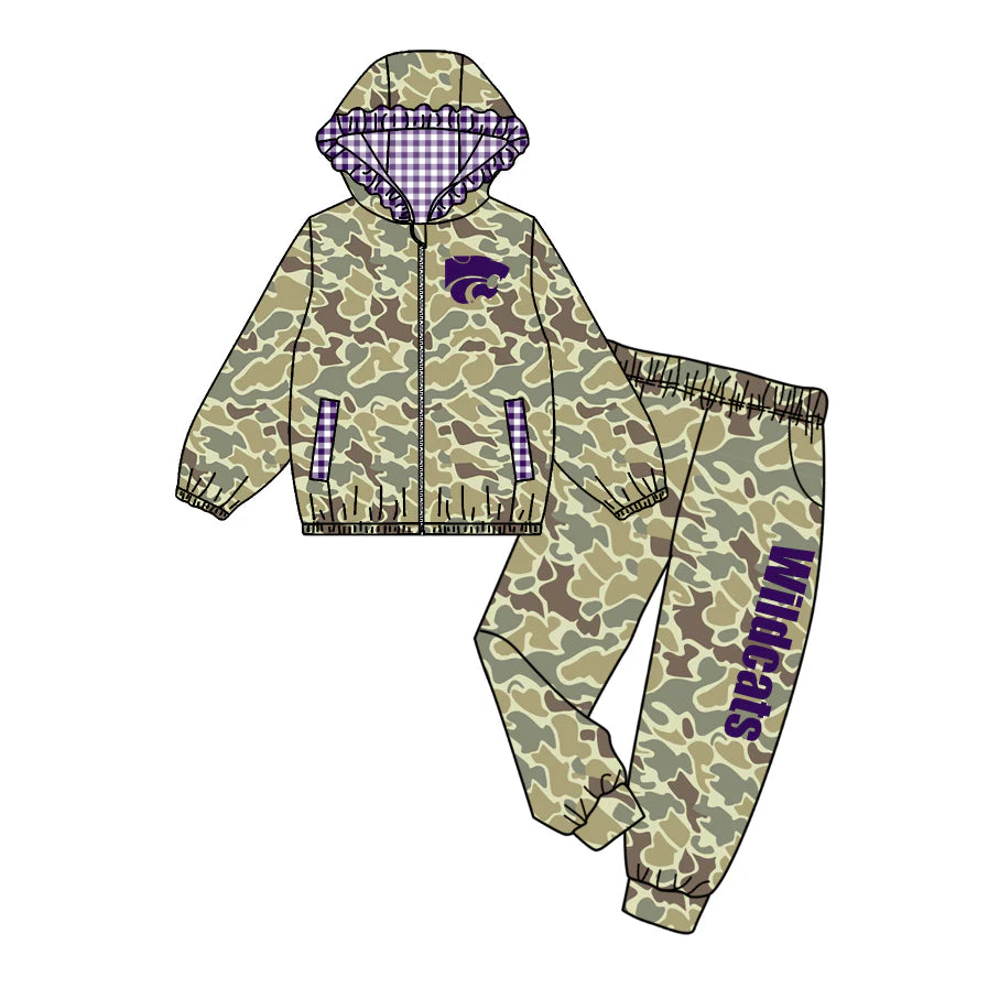 Preorder , 5 MOQ Baby Girls Sport Team camo Jogger Set