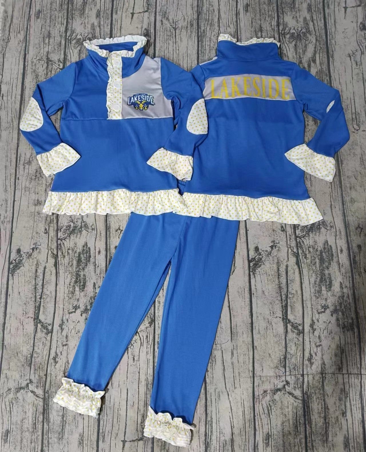 Baby Girls Sport Team Blue Pullover Top Pants Set 5 MOQ Preorder