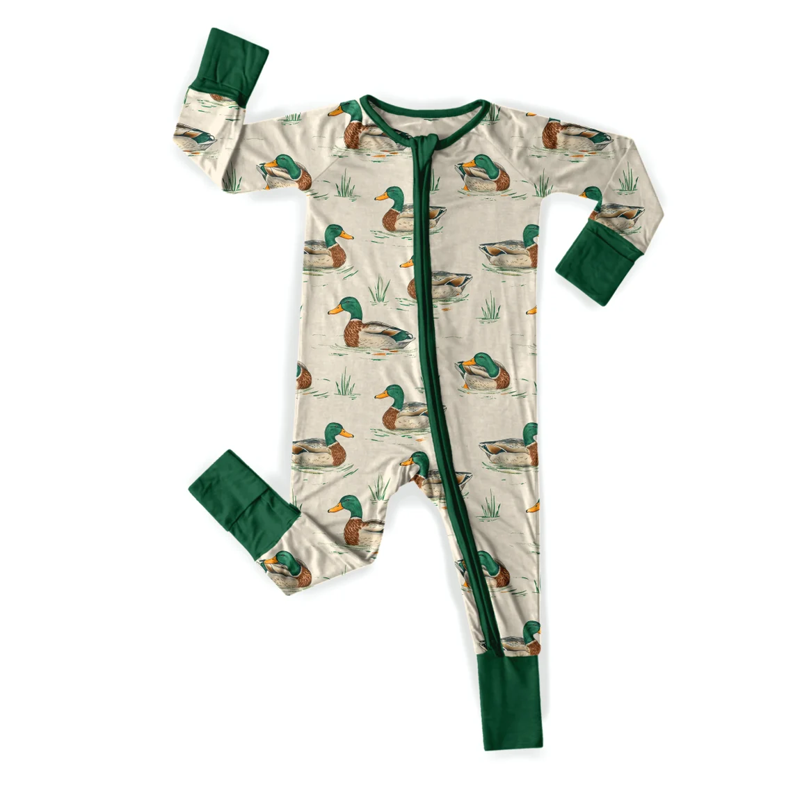 Baby Boys Mallard Duck Long Sleeve Zipper Romper 5 MOQ Preorder