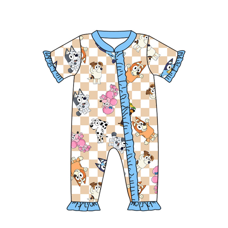 Newborn Baby Girls Cartoon Dog Short Sleeve Romper Preorder