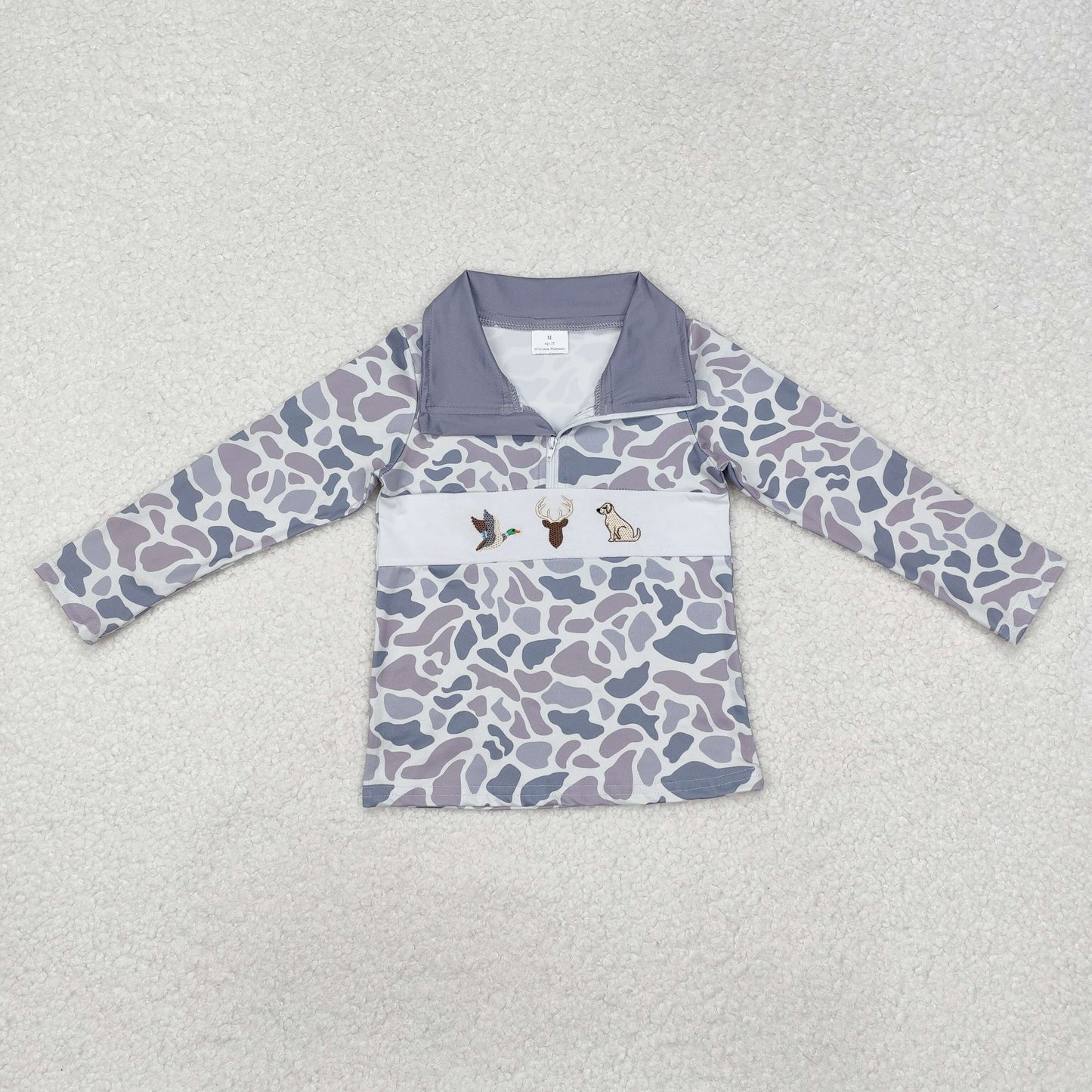Baby Boys Hunting Grey Camo Long Sleeve Pullover Top