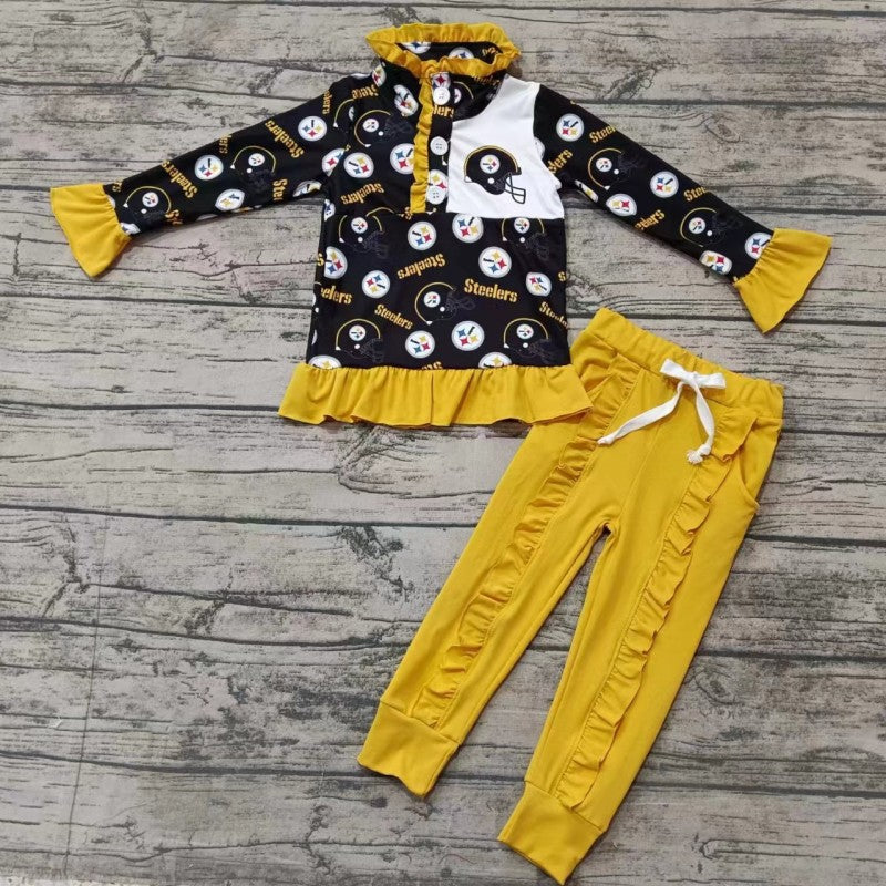Baby Girls Sport Team Steelers Pullover Top Pants Sets 5 MOQ Preorder