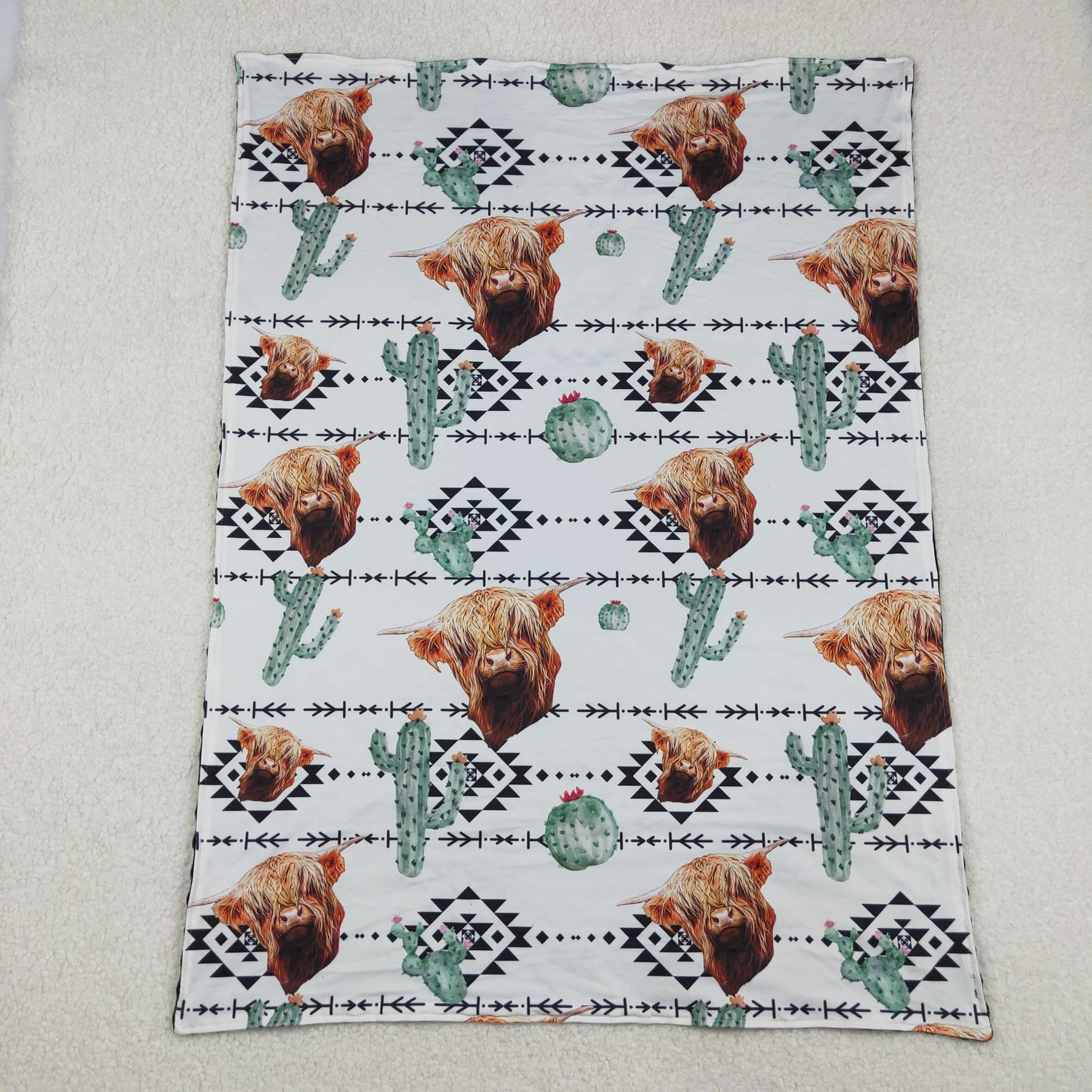 BL0152 Baby Western Highland Cow Cactus Blanket