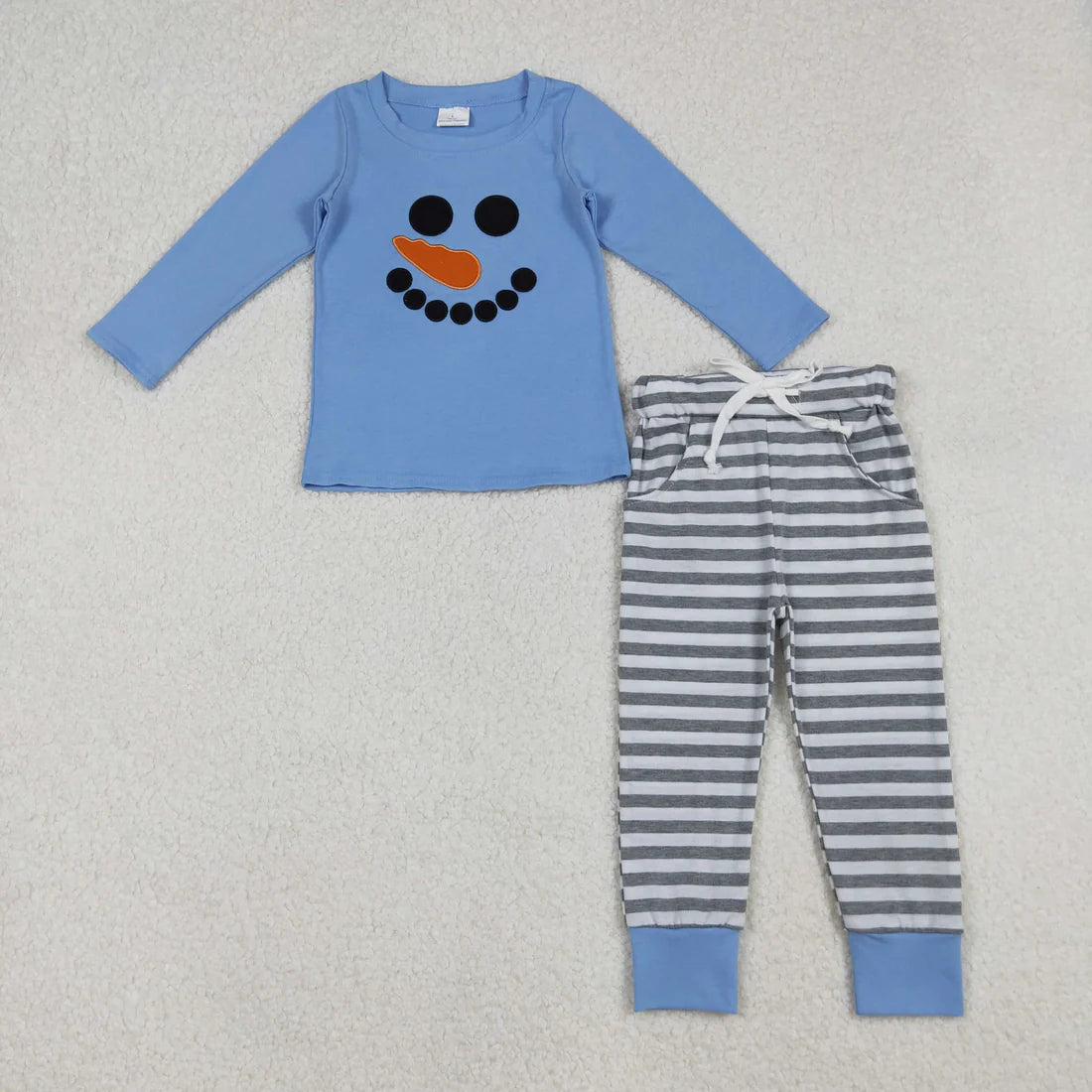 Sibling Baby Boys Girls Winter Applique Snowmen Top With Pants Outfit