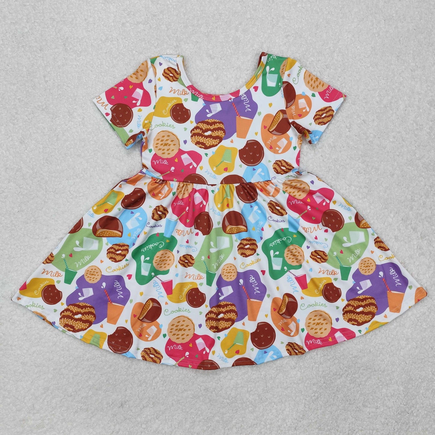 Baby Girls Short Sleeves Chocolate Cakes Patchwork Dresses