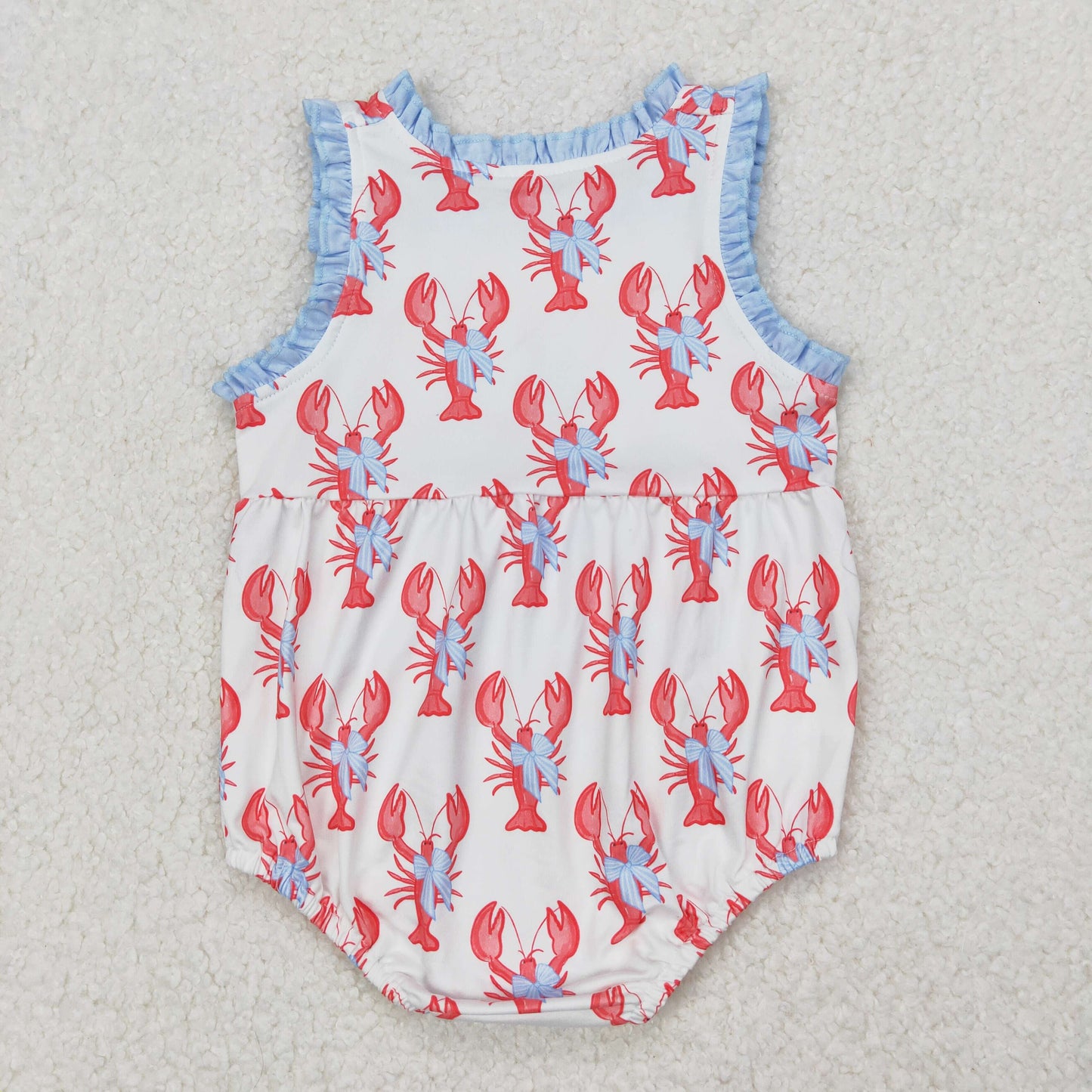 Baby Girls Peach Sleeveless Bows Crayfishes Rompers