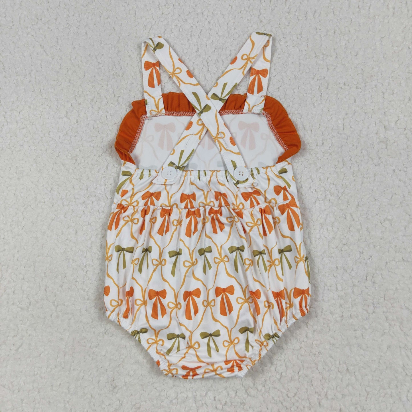 Baby Girls Orange Bow Bubble Romper