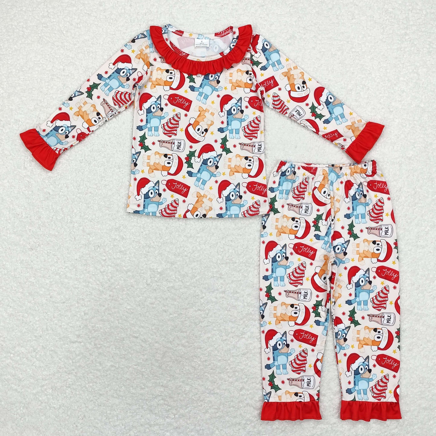 GLP1752 Baby Girls Pajama Christmas Cartoon Dog