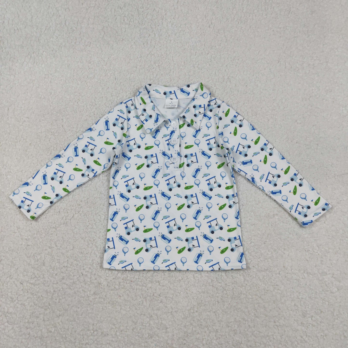 Baby Boy Golf Car Long Sleeve Polo Shirt