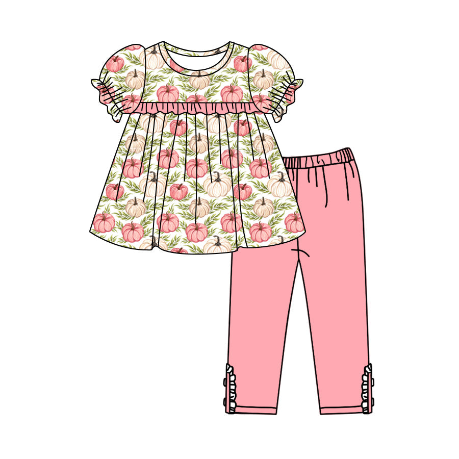 Kids Girls Pumpkin Tunic Top Pink Leggings Set 3 MOQ Pre-order