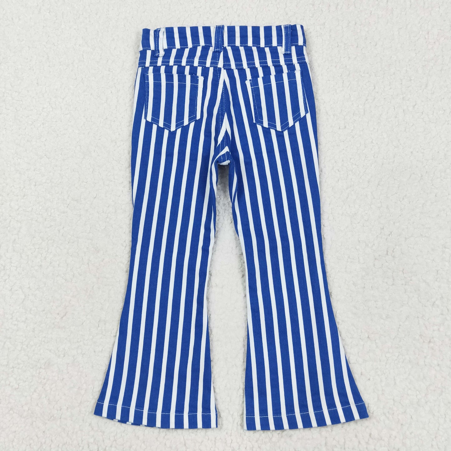 P0761 Baby Girls Blue Striped Flare Denim Pants