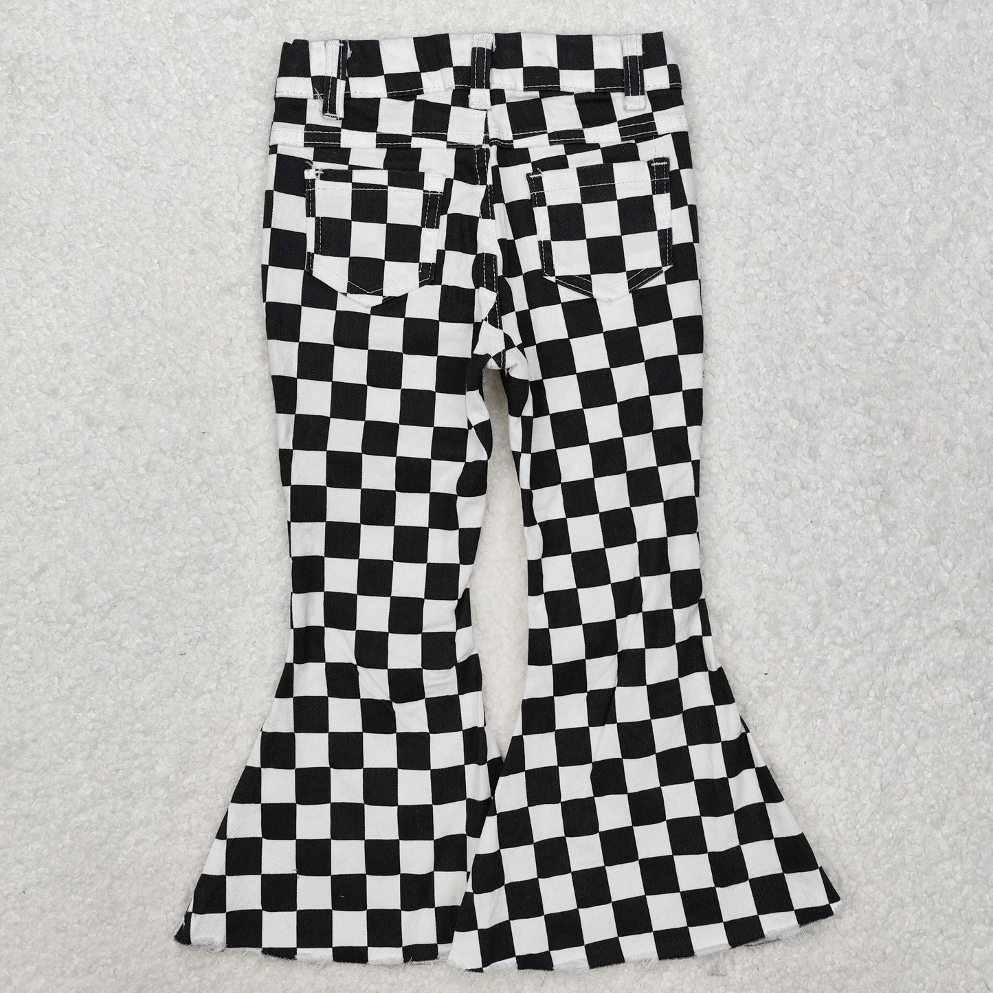 Baby Girls Black White Plaid Denim Pants
