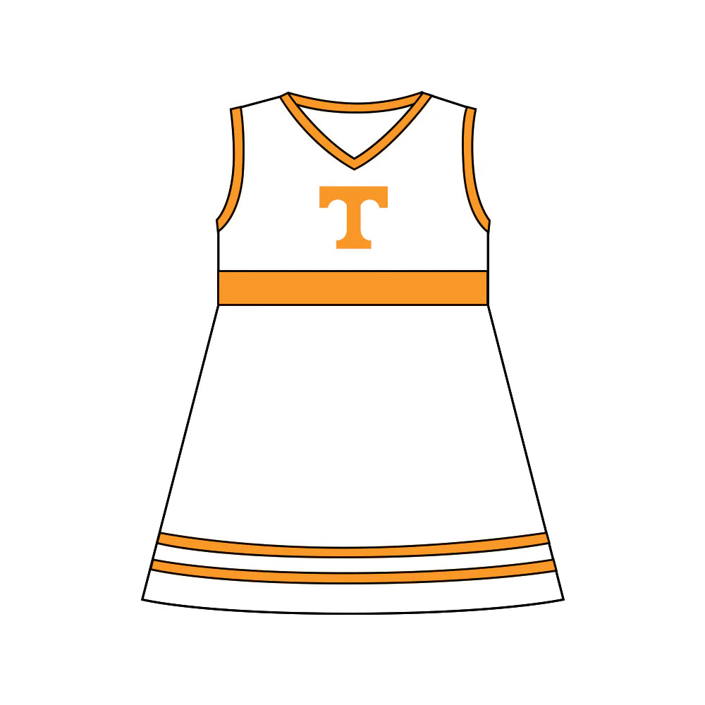 Preorder , 5 MOQ Baby Girls Cheerleader Tennessee sleeveless knee length Dresses