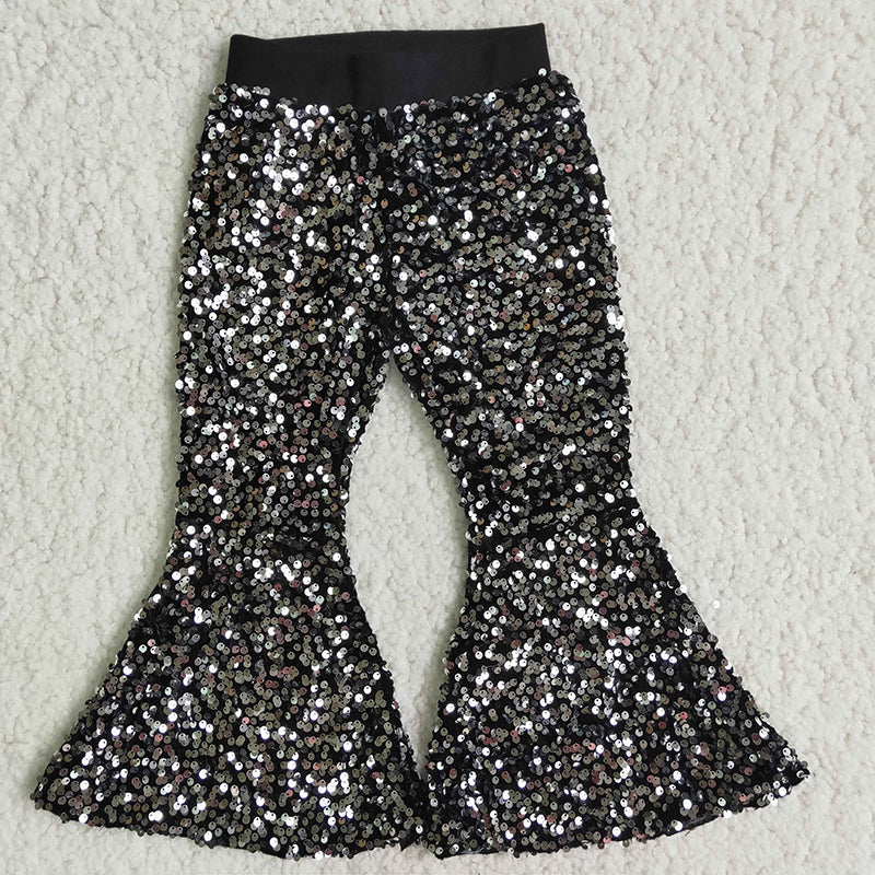 E5-30 USA Shop Baby Girls Black Sequin Bell Bottom Pant