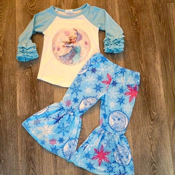 Girls Blue Cartoon Princess Set