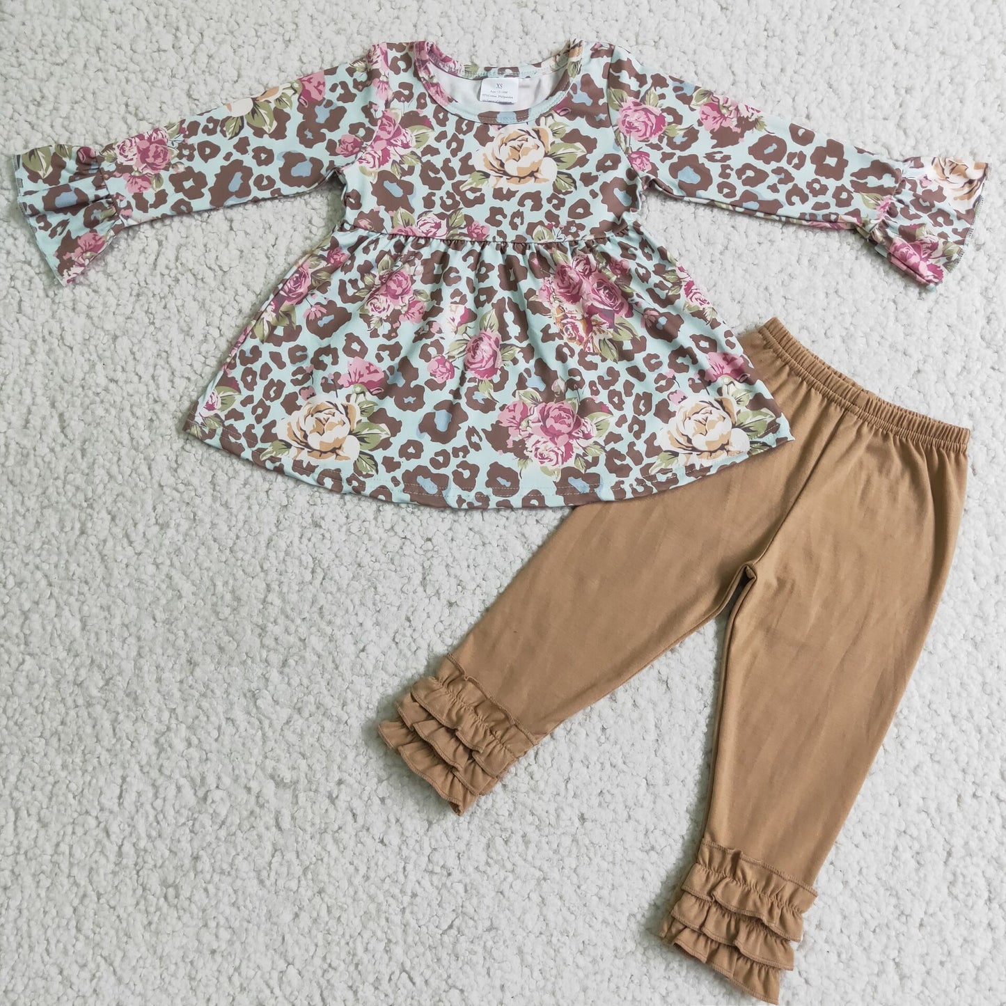 Kids girls floral tunic top icing leggings outfit on sale 2.99
