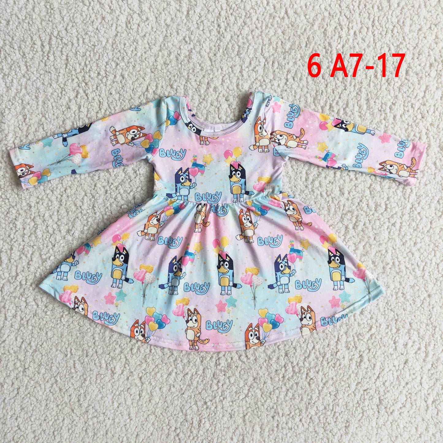 Valentine's Day Blue Dog Twirl Dress
