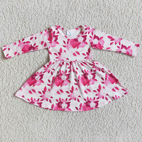 Baby Girls Hot Pink Flora Long Sleeve Dress