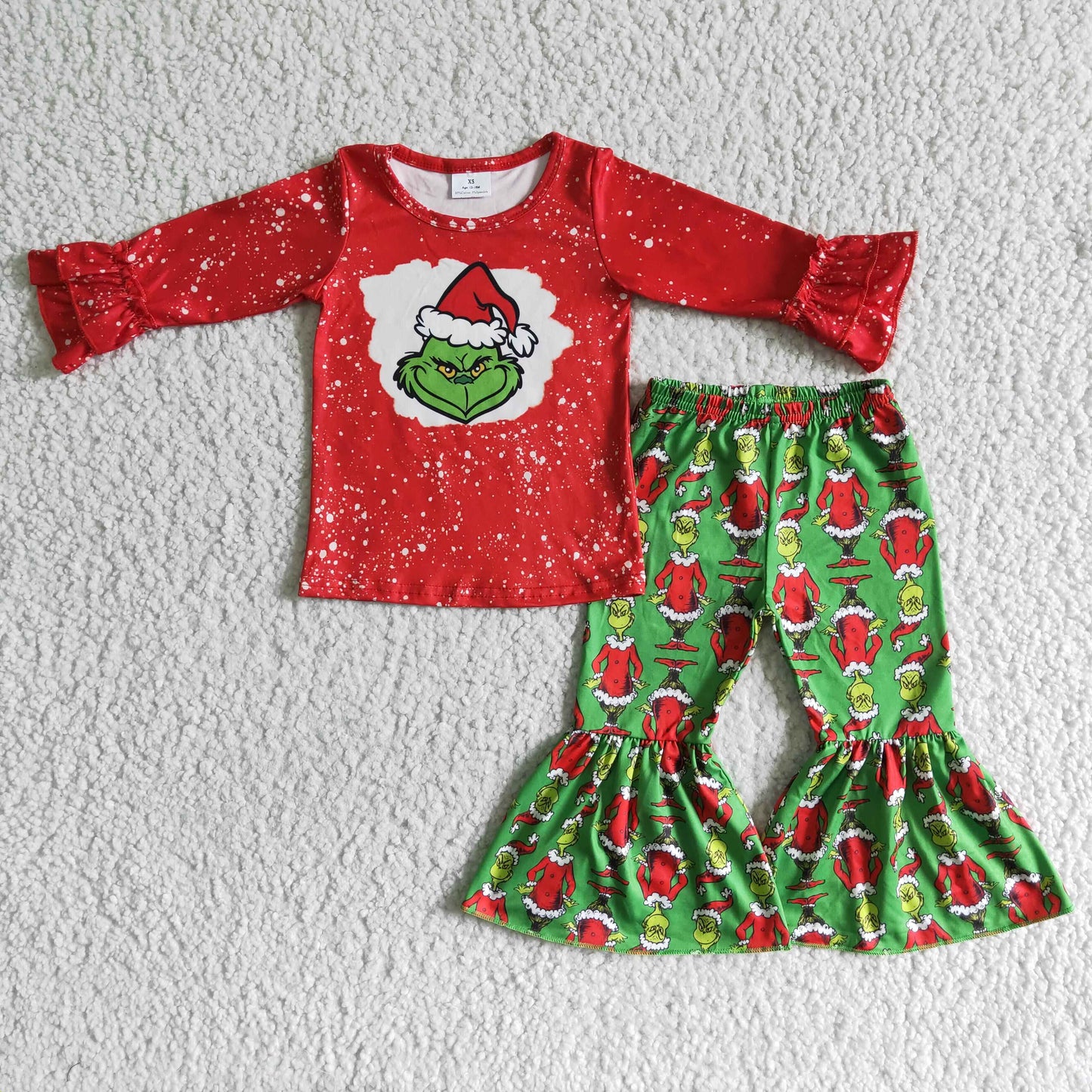 Baby Girls Chrismas Green Face Cartoon Outfit ON Sale