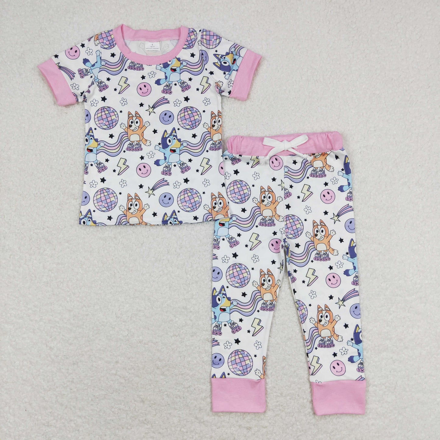 GSPO1508 Baby Girls Cartoon Dog Disco Pajama Set