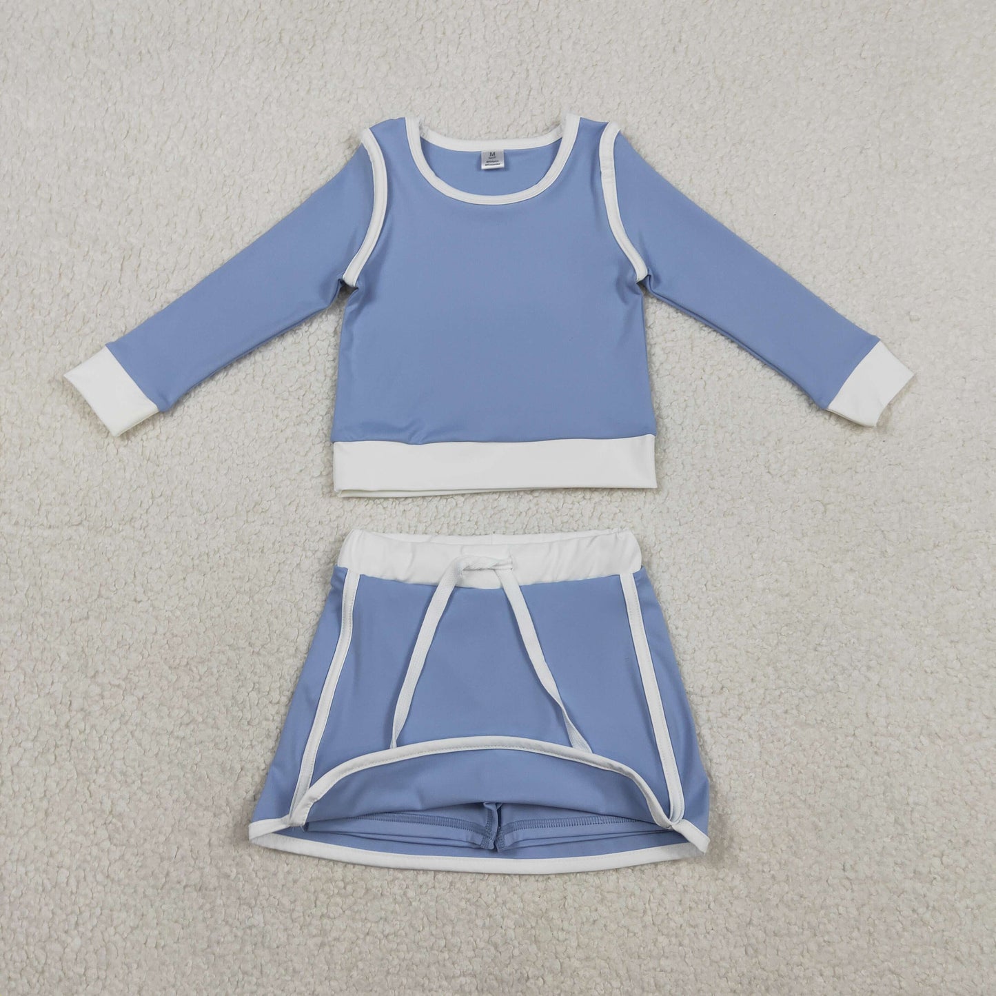 GLD1483 Baby Girls Blue Top With Active Short Set