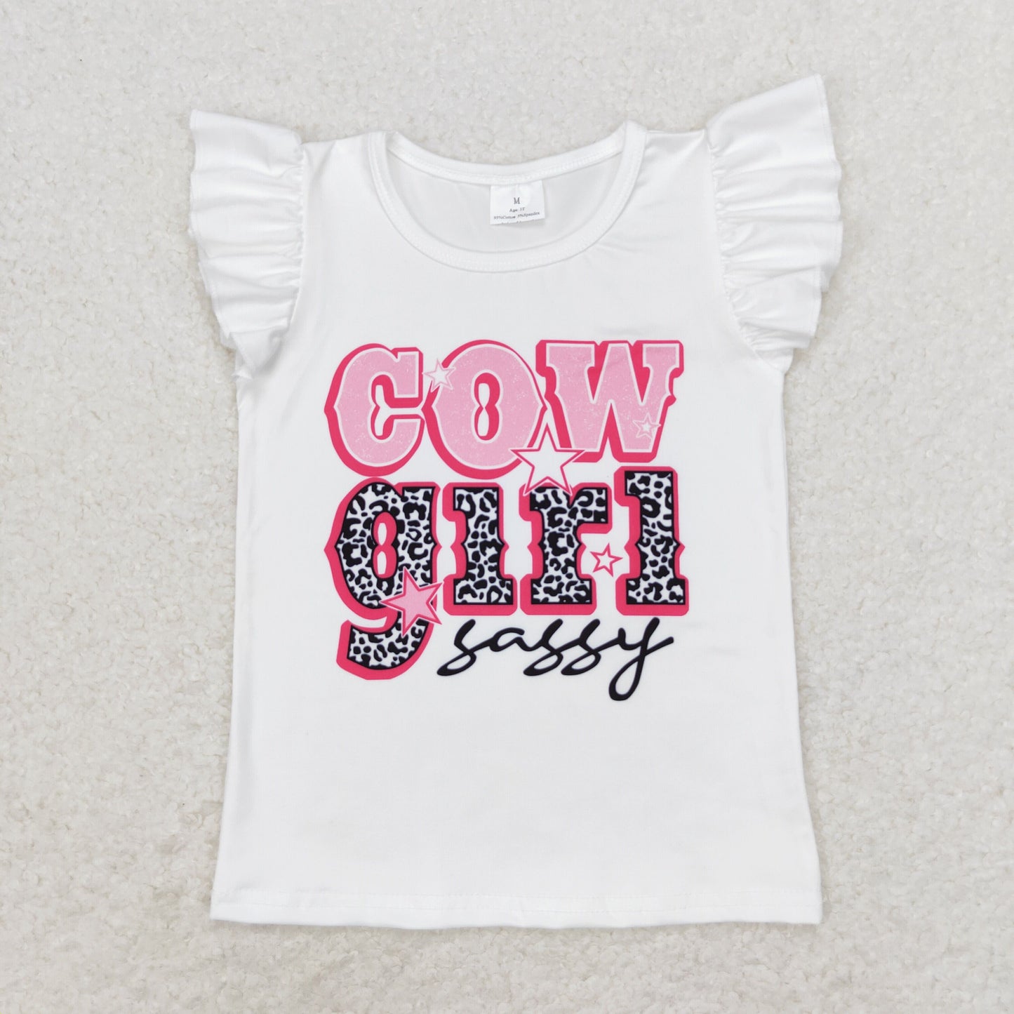 GT0504 Cow Girl Sassy Flutter Sleeve T-shirt Top