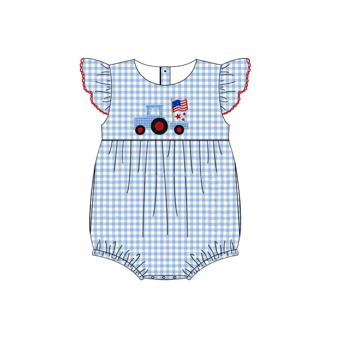 Baby Girls July 4th Truck Romper ,Dealine Time : 23th May