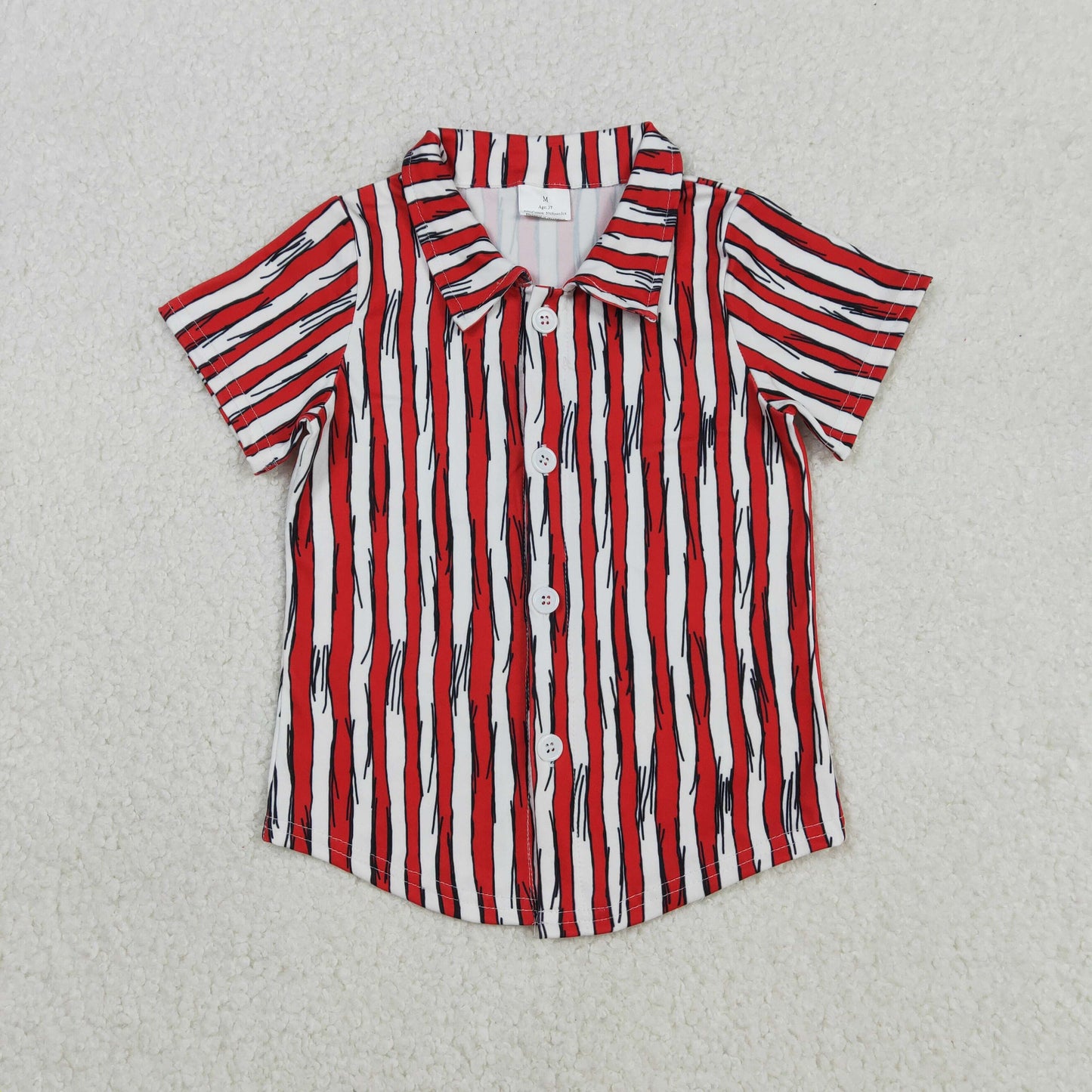BT1462 Baby Boys Red Striped Shorts Polo Shirt Top