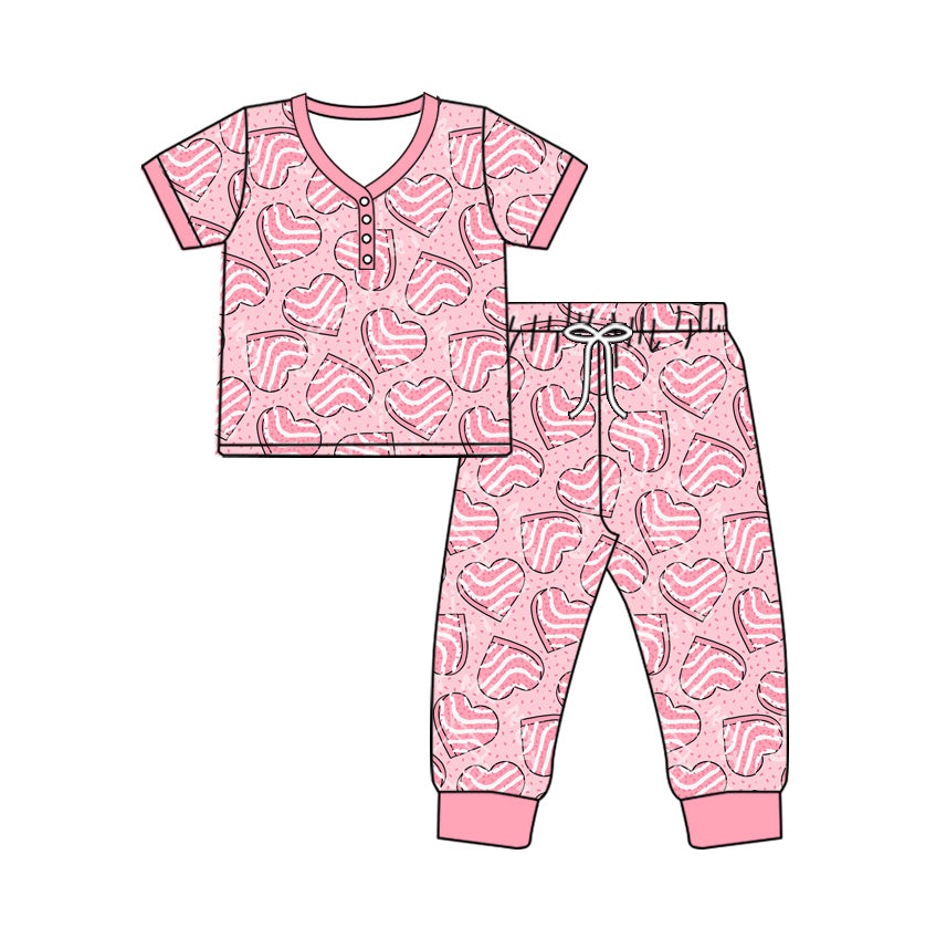 GLP2284 Adult Women Pink Heart Candy Pajama Set Preorder