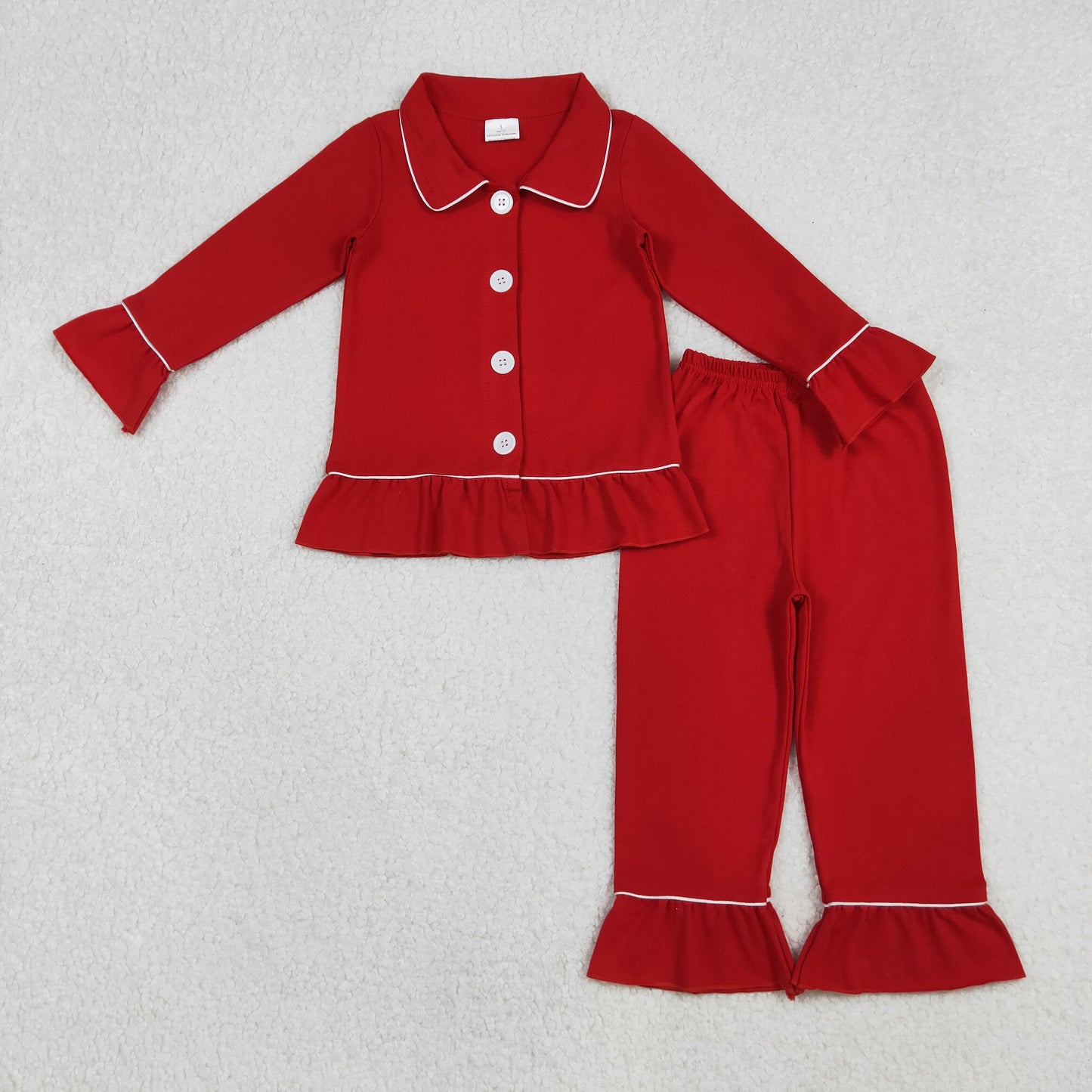 GLP2789 KIds Girls Red Color Buttons Pajama Set
