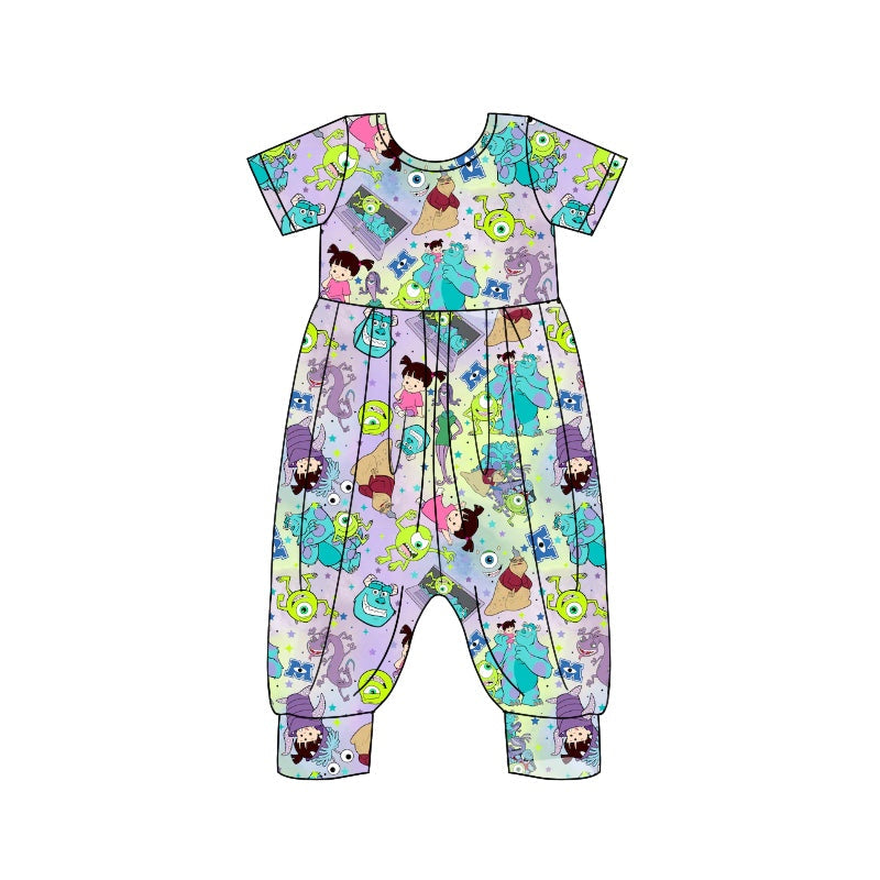 Baby Girls Bamboo Cartoon Monster Jumpsuit Pre-order 3 MOQ
