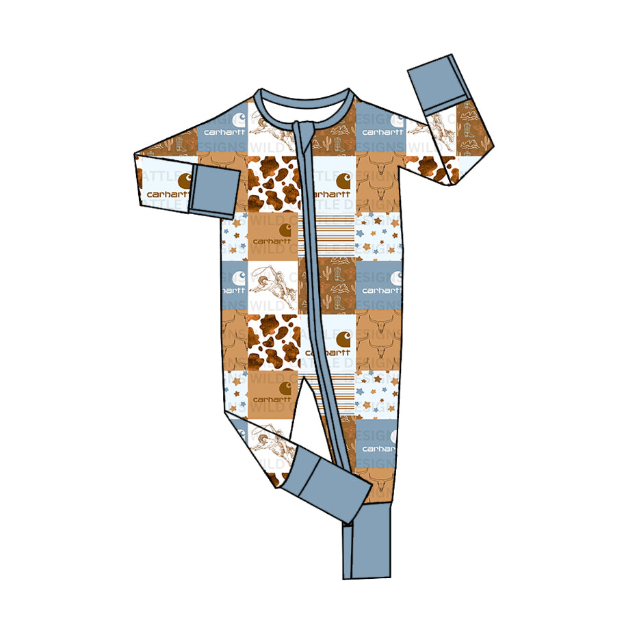 Baby Boys Bamboo Western Patch Zipper Romper Deadline Time : 22th Oct