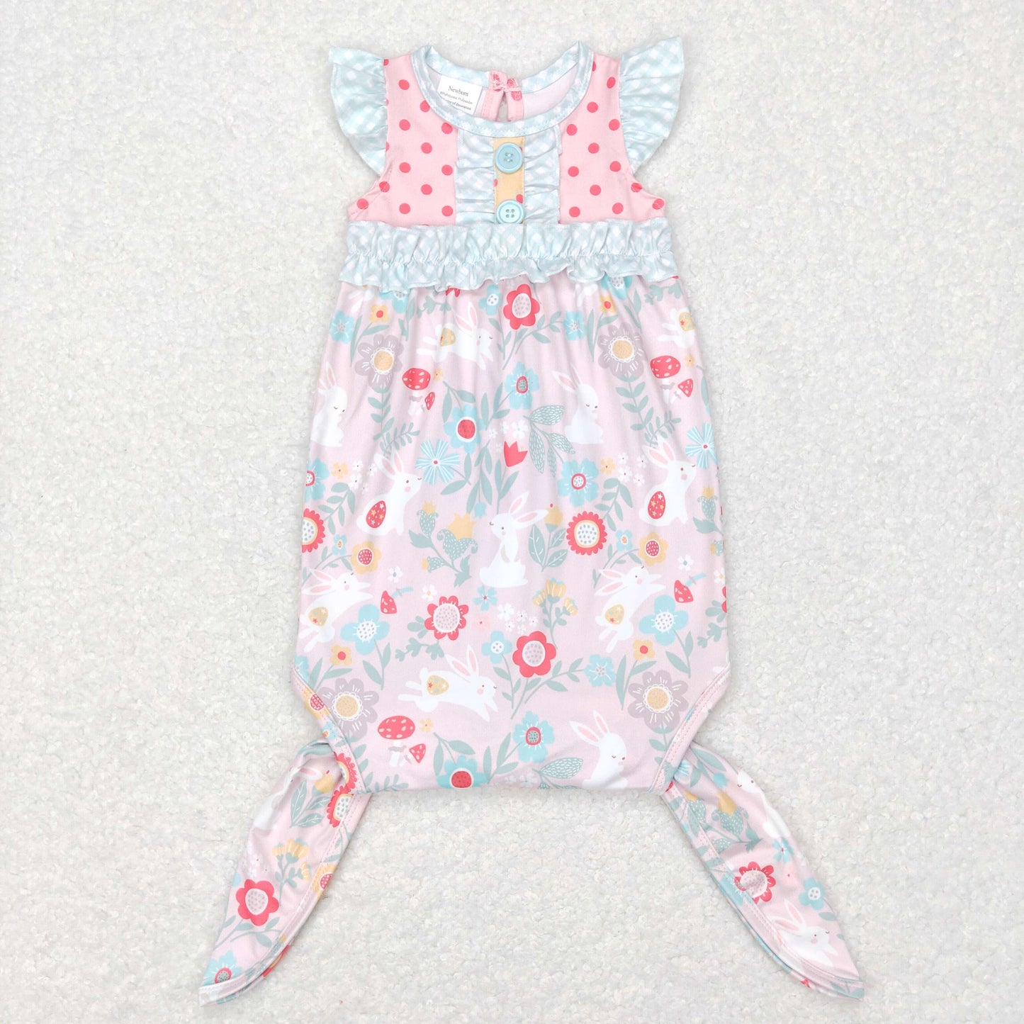 Sibling Baby Girls Easter Rabbit Flowers Dresses Set And Rompers