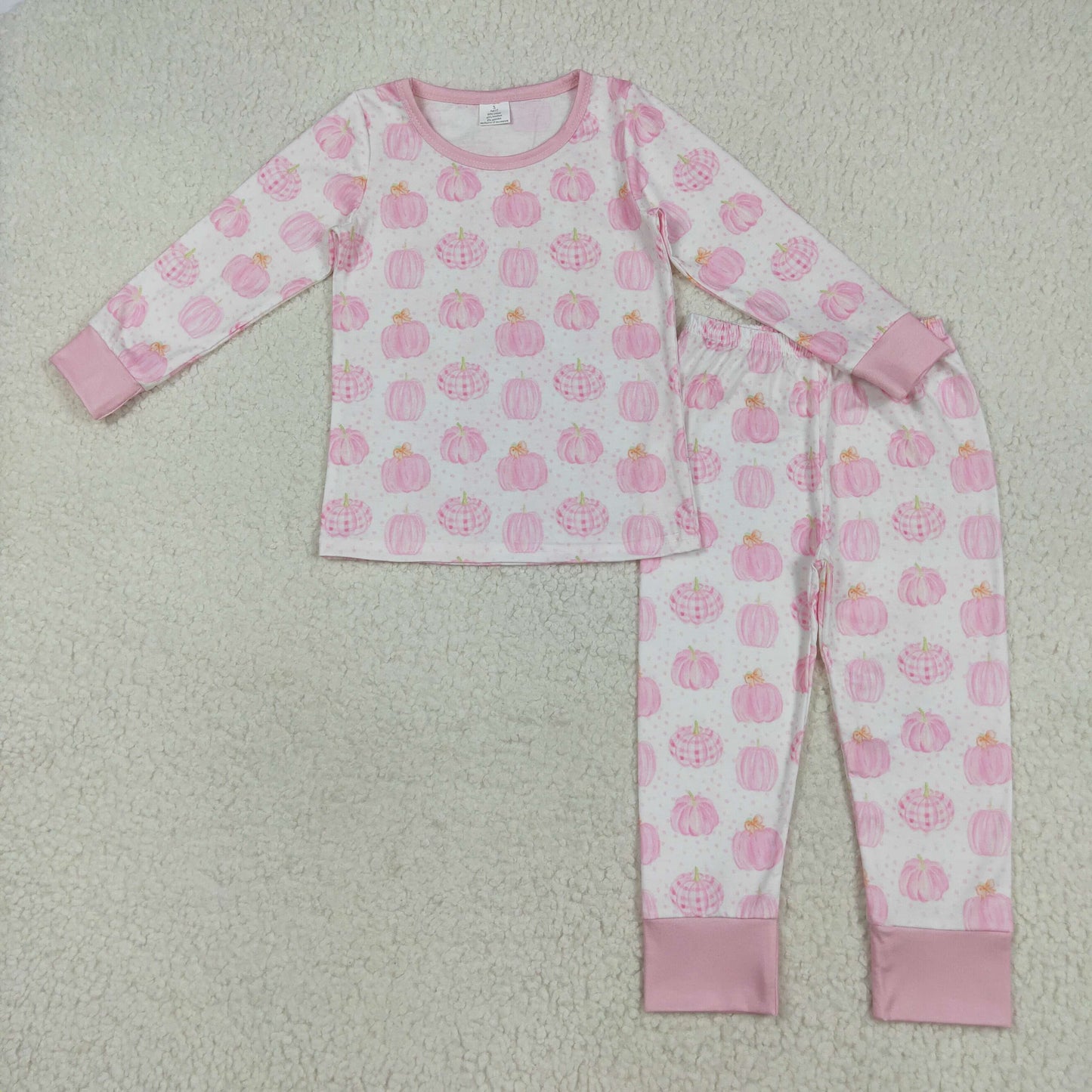 GLP1188 Baby Girls Pink Pumpkin Pajama Set