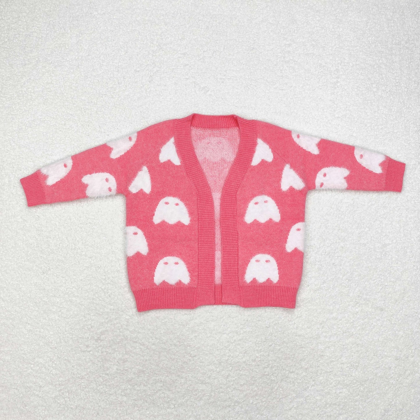 Kids Girls Halloween Ghost Cute Pink Coat Sweater
