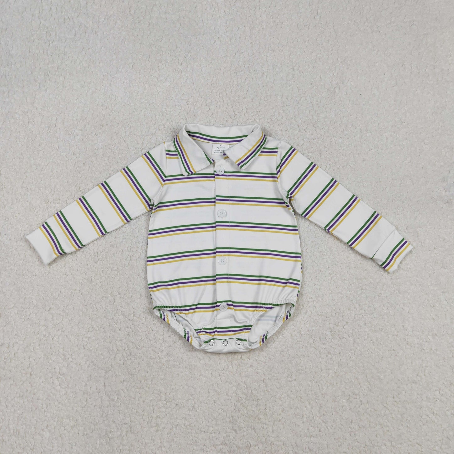 LR2880 Baby Boys Striped Long Sleeve Romper