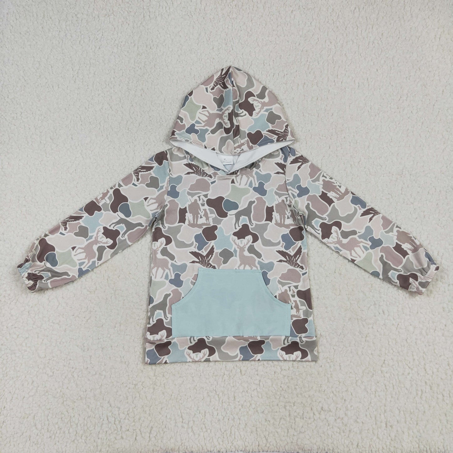 BT1268 Baby Boys Duck Hunting Camo Long Sleeve Hoodie Top