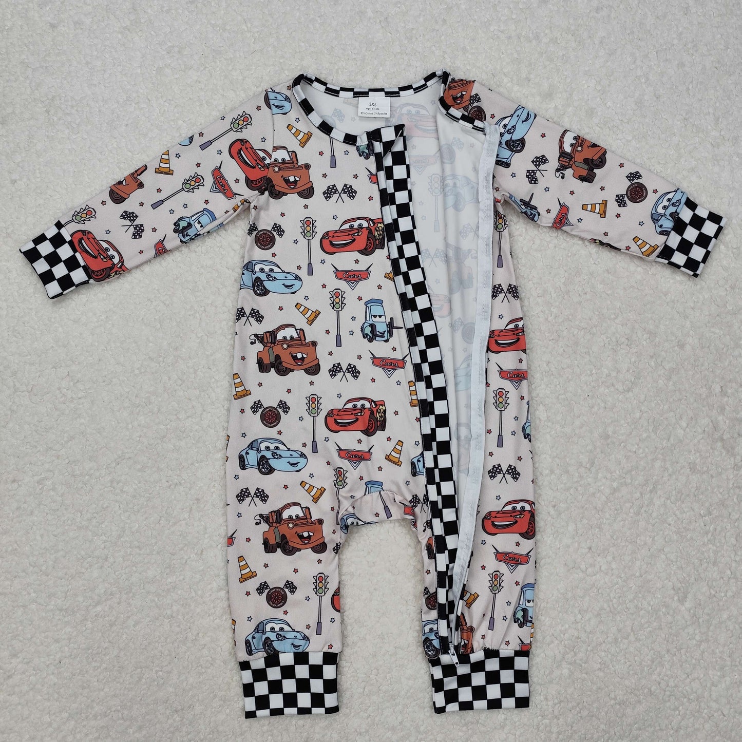Sibling Baby Boys White Short Sleeves Cartoon Cars Top Pockets Short Set And Rompers